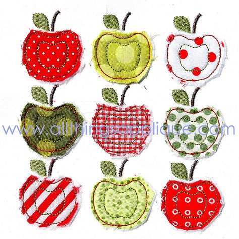 Apple Decorations, Sewing Cards, Fabric Cards, School Daze, Free Motion Embroidery, Apple Design, Sewing Appliques, Applique Pattern, Applique Fabric