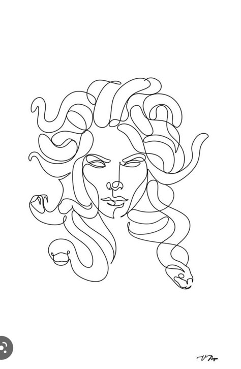 Medusa Line Art Simple, Line Art Medusa Tattoo, Medusa One Line Tattoo, Greek Goddess Line Art, Medusa Symbol Tattoo, Medusa Tattoo Outline, Greek Mythology Line Art, Greek Sculpture Line Art, Medusa Line Art