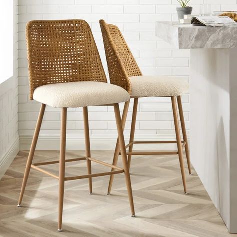 Aliette Upholstered 27'' Counter Stool Counter Stools With Backs, Rattan Counter Stools, Console Table Living Room, Oversized Furniture, Stools With Backs, Wholesale Furniture, Counter Height Bar Stools, Living Room Shop, Living Room Accents