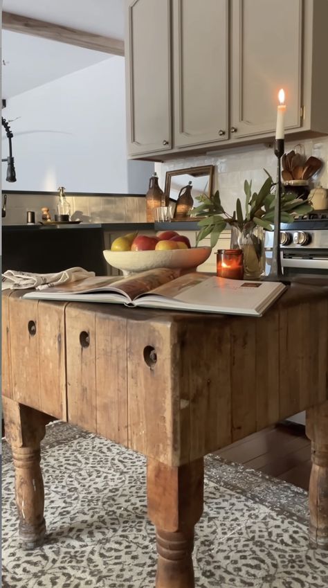 Antique Butcher Block In Kitchen, Butcher Block At End Of Island, Square Butcher Block Island, Vintage Butcher Block Island, Antique Butcher Block Island, Small Butcher Block Island, Butchers Block Island, Butcher Block Kitchen Table, Walnut Butcher Block Island