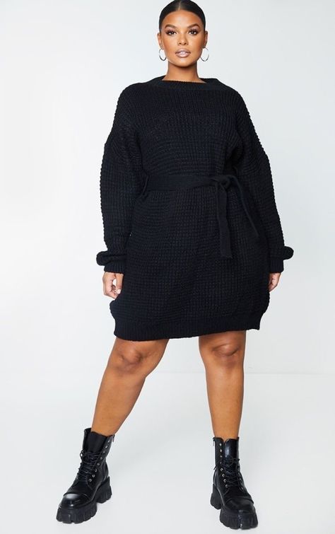 Combat Boot Outfits Plus Size, Plus Size Combat Boots Outfit, Combat Boots And Dresses, Black Dresses With Boots, Dress With Combat Boots, Jumper Dress Outfit, Combat Boot Outfits, Combat Boot Outfit, Chunky Combat Boots