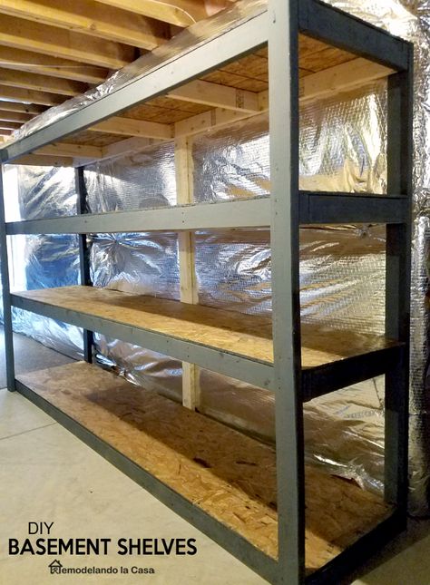 Basement Shelves, Basement Storage Shelves, Basement Shelving, Diy Storage Shelves, Garage Storage Shelves, Garage Storage Systems, Diy Garage Door, Diy Basement, Basement Storage