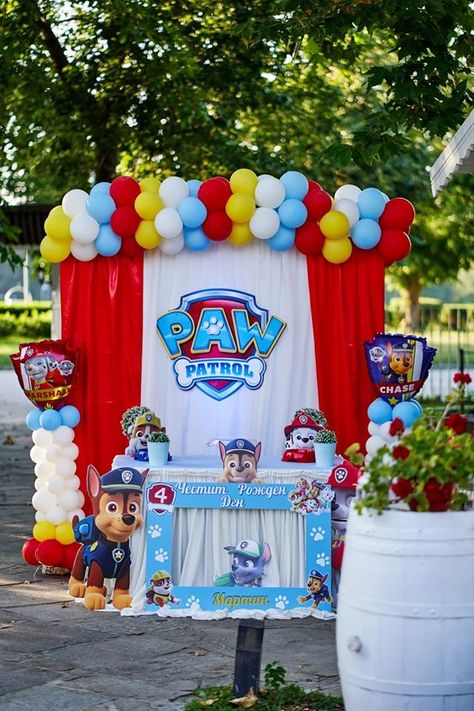 Paw Patrol Backdrop Ideas, Paw Patrol Decorations Birthdays, Paw Patrol Party Ideas Decoration, Paw Patrol Theme Party, Animal Rescue Fundraising, Paw Patrol Theme, Paw Patrol Birthday Decorations, Paw Patrol Birthday Theme, Paw Patrol Decorations