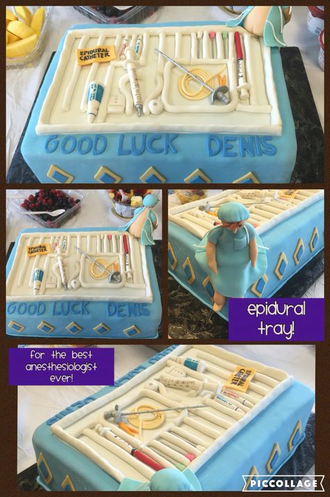 Anesthesia themed cake! Anesthesia Cake Ideas, Columbia Graduation, Surg Tech, Doctor Cake, Graduation Box, Mini Cake Recipe, Scrub Tech, Nursing Life, Surgical Tech