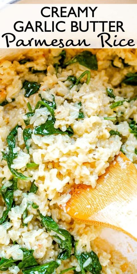 Easy Rice Sides For Dinner, Garlic Parmesan Rice Instant Pot, Spinach Parmesan Rice, Rice Side For Steak, Rice Side Recipes For Dinner, Healthy Rice Side Dishes For Dinner, Easy Quick Side Dishes For Dinner, Basmati Rice Side Dish Recipes, What To Add To Rice For Flavor