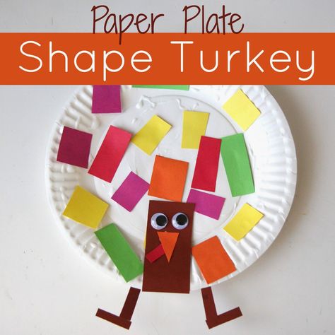 Paper Plate Shape Turkey Craft - Toddler Approved Crafts With Paper Plates, Turkey Crafts Preschool, Shape Turkey, Crafts With Paper, Craft Thanksgiving, Paper Turkey, Thanksgiving Crafts For Toddlers, Thanksgiving Toddler, Thanksgiving Crafts Preschool