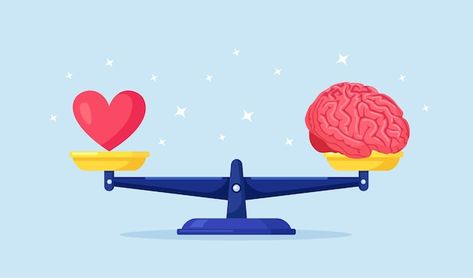 Balance between heart, emotions, love an... | Premium Vector #Freepik #vector #heart-brain #brain #choose #brain-thinking Life Decisions, Choose Love, Emotional Balance, Scales, Logic, Premium Vector, Graphic Resources, Brain, Career