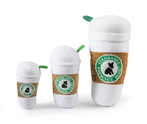 Coffee Toy, Mini Puppies, Designer Dog Clothes, Toy Puppies, Plush Dog Toys, Starbucks Hot, Plush Dog, Dog Accessories, Dog Design