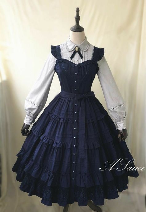 Cute Victorian Outfits, Old Fashioned Outfits Vintage, Blue Victorian Dress, Historical Dresses Victorian, Cinderella Vintage, Blue Vintage Dress, Gaun Abad Pertengahan, Classic Lolita, Old Fashion Dresses