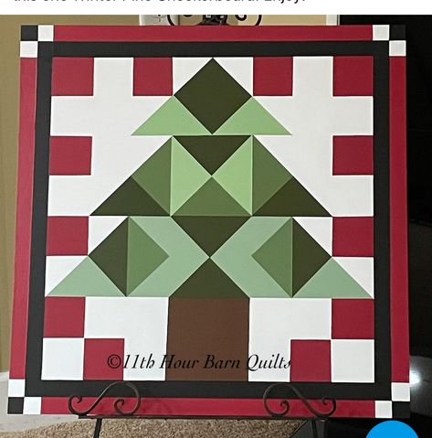 Christmas Tree Barn Quilt, Winter Barn Quilts, Christmas Barn Quilt Patterns, Christmas Barn Quilts, Merry Chrysler, Pallet Barn, Wood Quilt, Christmas Barn, Christmas Quilt Blocks