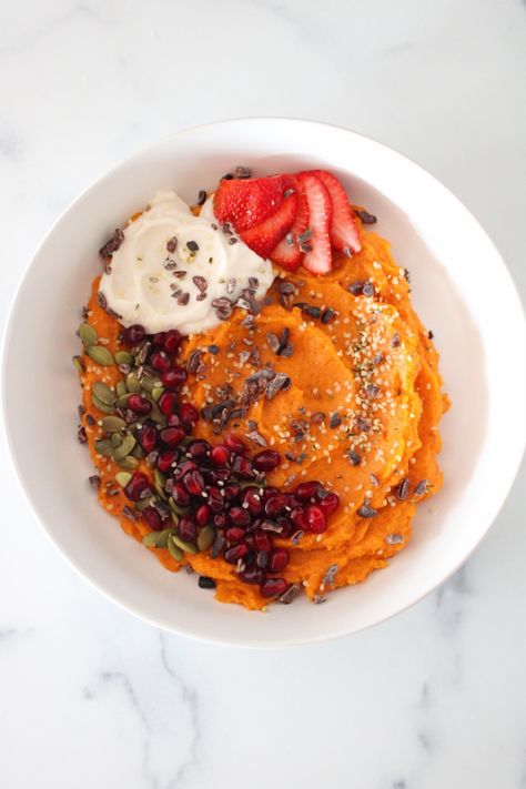 Whipped Sweet Potato Bowl, Sweet Potato Breakfast Bowl, Potato Breakfast Bowl, Sweet Potato Bowl, Potato Bowls, Whipped Sweet Potatoes, Mashed Sweet Potato, Potato Bowl, Sweet Potato Bowls