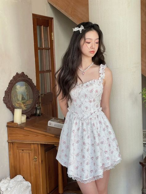 The Most Beautiful Dress, Most Beautiful Dress, Floral Tea Dress, Floral Party Dress, Vintage Tea Party, Dresses Aesthetic, Girly Dresses, Most Beautiful Dresses, Dress Handmade