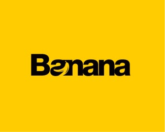 Banana - Logo Design - Logotype, Negative Space, Banana Peel, Fruit, Black, Yellow, Clever Banana Logo Design Ideas, Banana Branding, Yellow Logo Design, Logo Banana, Banana Logo, Eat Logo, Banana Design, Food Logo Design Inspiration, Cake Branding