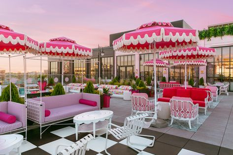 Take a Look at This Bright Pink, Dolly Parton-Inspired Rooftop Restaurant Now Open in Nashville Graduate Hotels, White Limozeen, Graduate Hotel, Nashville Hotels, Veuve Cliquot, Pink Umbrella, Nashville Trip, Nashville Bachelorette, College Town