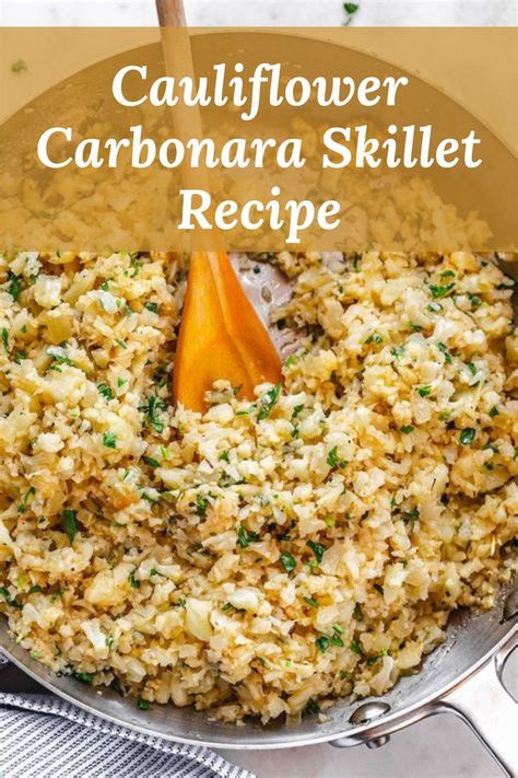 Cauliflower Carbonara Skillet is a great recipe with a very small amount of calories in it. It is an awesome tasty dish for weight loss with cheese and cauliflower. It is also a healthy dish for people on the Ketogenic diet. So here is the complete recipe of that dish, I am sure that you will love this recipe. Keto Riced Cauliflower, Riced Cauliflower Recipes, Breakfast Chicken, Riced Cauliflower, Cauliflower Rice Recipes, Healthy Eating Ideas, Cashew Cream, Kitchen Shears, Healthy Heart