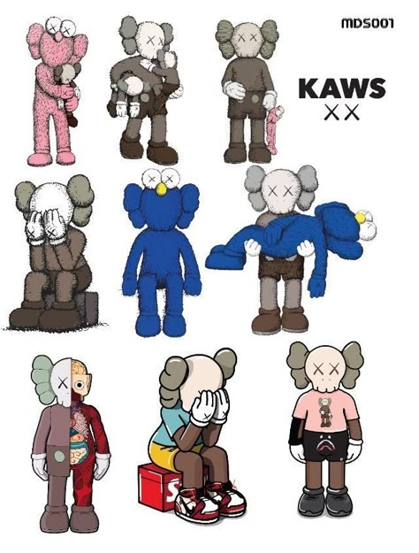 Bearbrick Tattoo, Kaws Art Drawing, Kaws Character, Kaws Canvas Painting, Kaws Painting Ideas, Kaws Cartoon, Kaws Drawing, Kaws Design, Kaws Tattoo