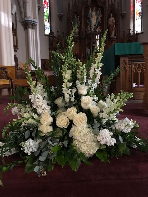 Altar Flower Arrangements Wedding, Church Arrangements Altars, Chapel Flower Arrangements, Church Flowers Arrangements, Altar Floral Arrangements, Large White Floral Arrangements, Church Flower Arrangements Wedding, Church Flower Arrangements Altars Ideas, Altar Flowers Church