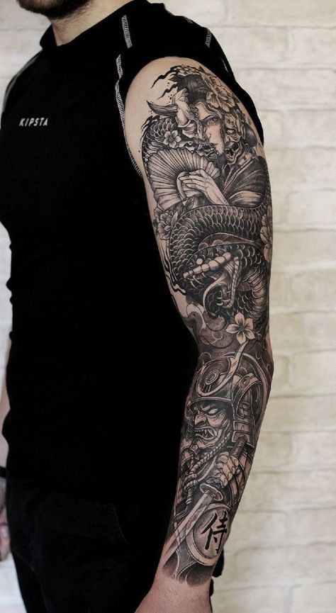 Arm Tattoo Designs Men Sleeve, Holiday Tattoos, Tattoed Guys, Japanese Hand Tattoos, Hellboy Tattoo, Koi Tattoo Sleeve, Men's Tattoos, Japanese Tattoos For Men, Tattoo Japanese Style