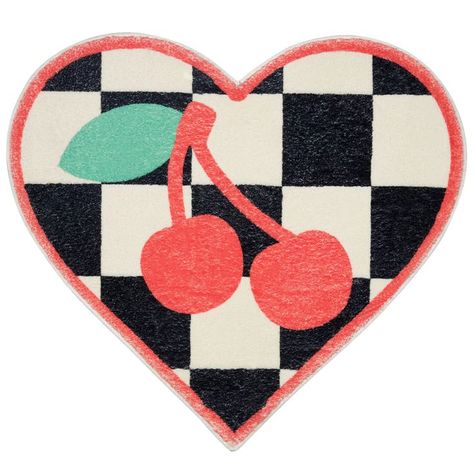 Cherry Rug, Heart Rug, Aries And Scorpio, Fun Home Decor, Rug For Bedroom, Pop Collection, Black And White Background, Redecorate Bedroom, Apartment Decor Inspiration