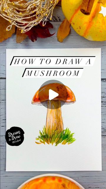 DRAWING TUTORIALS🔹WATERCOLOR🔹SKETCHING on Instagram: "Let’s draw a mushroom🍄🧡☺️  🎨 Also join my free demo course for beginners via the link in my BIO👉 @dreamanddraw.school   ⭐️If you like such videos please press ❤️ and subscribe☺️  Share your sketch on Instagram with the hashtag #dreamanddrawschool and tag my profile @dreamanddraw.school  #autumndrawing #autumnart #fallart #falldrawing #autumnwatercolor #letsdrawmushroom #drawmushroom #howtodrawmushroom #drawingmushroom #mushroomdrawing #easyartutorial #beginnersdrawing  #watercolortutorial #watercolorvideos #watercolour #watercolor #watercolorsketching #artlesson #arttutorial #watercolortutorial #sketchtutorial #howtodraw #howtopaint #howtowatercolor #howtosketch #easysketch #easydrawing" Watercolor Mushrooms Painting, How To Draw A Mushroom, Draw A Mushroom, Painting Pebbles, Mushroom Watercolor, Watercolor Mushroom, Watercolor Sketching, Dream Drawing, Watercolor Face