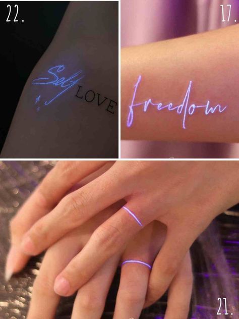 Invisible Tattoo, Uv Ink Tattoos, Glow Tattoo, Black Light Tattoo, Neon Tattoo, Uv Tattoo, Purple Tattoos, Light Tattoo, Tattoos Infinity