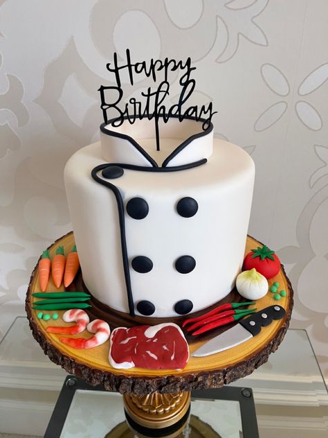 Chef Cakes Ideas, Chef Cake Design Birthdays, Chef Cake Ideas Birthdays, Chef Theme Cake, Chef Cake Design, Chef Birthday Cake, Happy Birthday Chef, Chef Cake, Birthday Cake For Husband