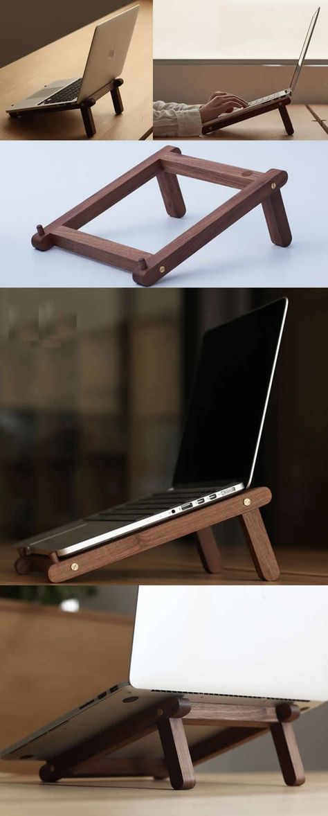 Laptop Desk Diy, Diy Laptop Stand, Meja Laptop, Shelf Riser, Laptop Stand Wood, Wooden Laptop Stand, Laptop Screen Repair, Hantverk Diy, Desk Diy