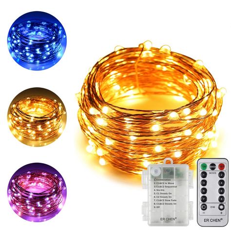 ErChen Dual-Color Battery Operated Led String Lights, 33 FT 100 LEDs Color Changing Silvery Copper Wire Dimmable Fairy Lights with Remote Timer for Indoor Outdoor Christmas (Warm White, Blue) ** You can get more details by clicking on the image. (This is an Amazon affiliate link) #christmascenterpiece Led Globe String Lights, Copper Wire Fairy Lights, Bud Light Beer, Copper Wire Lights, Starry Lights, Firefly Lights, Globe String Lights, Indoor String Lights, Lighted Wine Bottles