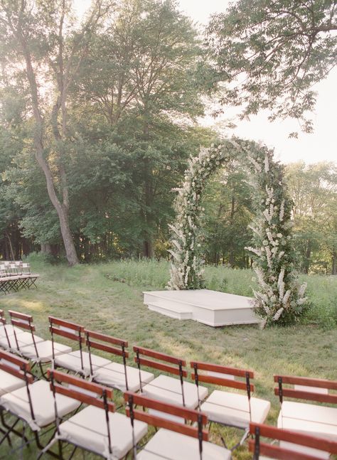 Wedding Arch Ideas: Neutral Ceremony Altar with Raised Platform Wedding Arch Ideas, Bedford New York, Ceremony Altar, Wedding Platform, Wooden Arbor, Raised Platform, Wedding Arbors, Arch Ideas, Wedding Arbour