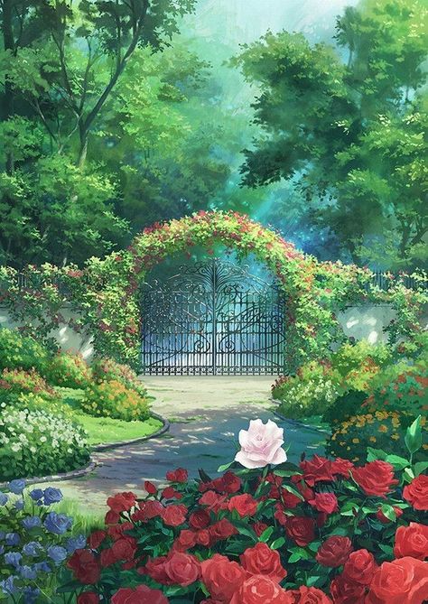 Anime Bg, Anime Places, Anime Illustration, Garden Drawing, Scenery Background, Candy Candy, Fantasy City, Fantasy Castle, Fantasy Places