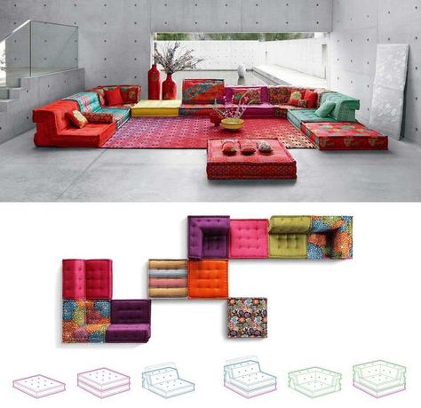 Roche Bobois Sofa, Mah Jong Sofa, Floor Seating Living Room, Couch Styling, Mah Jong, Copenhagen Design, Togo Sofa, Italia Design, Modular Sofas