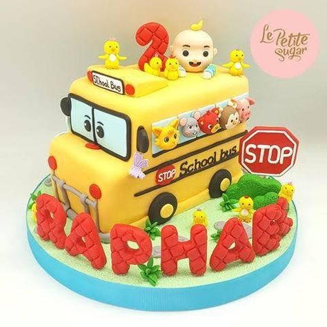 School Bus Cake, Bus Cake, Shark Birthday Cakes, Kids Birthday Party Cake, Baby Boy Birthday Cake, Coco Melon, 2nd Birthday Party For Boys, Baby First Birthday Cake, 2 Birthday Cake