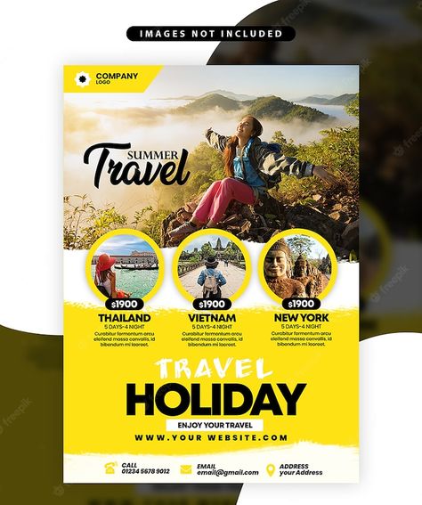 Travel Advertising Design, Travel Flyer, Travel Advertising, Graphic Design Brochure, Travel Poster Design, Instagram Banner, Leaflet Design, Marketing Flyers, Brochure Layout