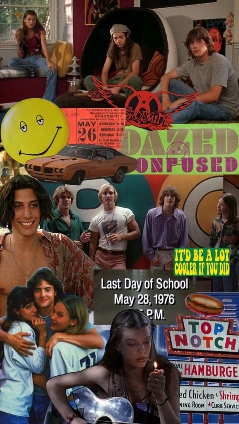 Dazed and confused Dazed And Confused Movie, American High School, Movie Pins, Nostalgia Aesthetic, New Movies To Watch, 70s Party, 70s Aesthetic, Dazed And Confused, 80s Movies