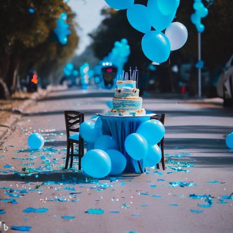 Blue balloon birthday celebration decorations room for couple kids outside on road birthday party Road Birthday Party, Birthday Celebration Decorations, Celebration Decorations, Couple Room, Blue Balloon, Balloon Birthday, Blue Balloons, Birthday Balloons, Birthday Celebration