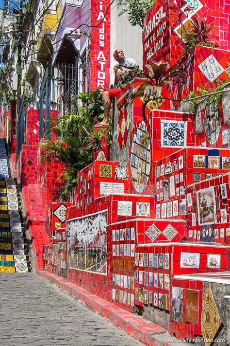 Escadaria Selaron in Rio de Janeiro is great art. This Rio de Janeiro, Brazil travel tour will show you the best things to do in Rio de Janeiro. From Ipanema Beach to Sugarloaf Mountain and the Christ the Redeemer statue, there’s a lot to see in Rio de Janeiro. #riodejaneiro #brazil Rio Aesthetic, Brazil Travel Guide, Sugarloaf Mountain, Visit Brazil, Christ The Redeemer Statue, Latin America Travel, Ipanema Beach, Christ The Redeemer, Brazil Travel