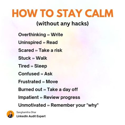 🧘‍♂️ HOW TO STAY CALM WITHOUT HACKS 🌿 True calmness comes from within. It’s about embracing the present moment, accepting what you can’t control, and finding balance in your daily life. Rather than relying on quick fixes, practice patience, self-awareness, and gratitude. A calm mind is your greatest asset in navigating challenges and maintaining focus. #StayCalm #InnerPeace #Mindfulness #BalancedLife #MentalStrength #SelfAwareness #EmotionalWellbeing #Patience #CalmMind #FocusOnThePresent How To Practice Patience, Practicing Patience, How To Stay Calm, Practice Patience, Calm Mind, Mental Strength, Emotional Wellbeing, The Present Moment, Present Moment