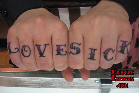 Love Sick Tattoo, Lovesick Tattoo, Knuckle Tattoo, 22 Tattoo, Vintage Tattoo Art, Tattoos Love, Knuckle Tattoos, Stick N Poke, Love Articles