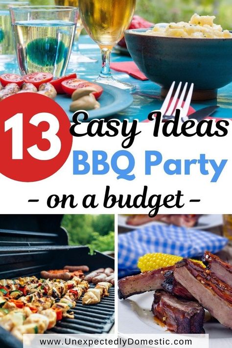 Love these backyard bbq party ideas! Check out how to throw an awesome outdoor barbecue party on a budget. From the decorations, to planning to menu, games, drinks, these easy tips will make your 4th of July summer party super fun! You can have a bbq on a budget with cheap bbq sides, meat dinners, and desserts on your menu. Perfect for a crowd of any size people! #summer2019 #bbqpartyideas #bbqpartyonabudget Backyard Drinking Games, Cheap Bbq, Bbq Party Food, Cookout Party, Party On A Budget, Backyard Bbq Party, Bbq Menu, Summer Cookout, Bbq Ideas