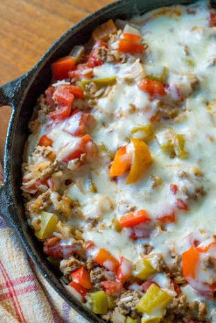 Stuffed Pepper Skillet, Pepper Skillet, Stuffed Peppers Beef, Electric Skillet Recipes, Cheesesteak Stuffed Peppers, Keto Stuffed Peppers, Stuffed Pepper Casserole, Stuffed Pepper, Cast Iron Skillet Recipes