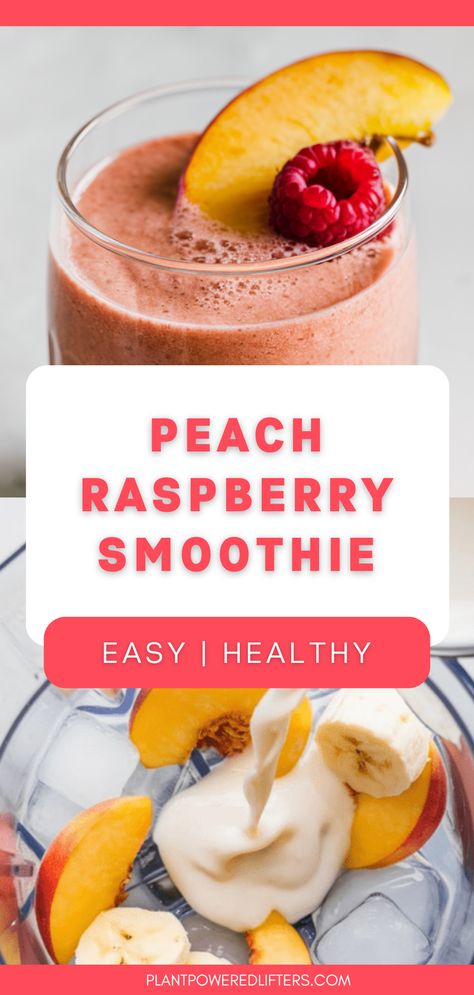 Peach Raspberry Smoothie Easy Smoothie Recipe, Vegan Protein Smoothie, Peach Raspberry, Protein Smoothies, Protein Smoothie Recipes, Smoothies Recipes, Raspberry Smoothie, Spinach Smoothie, Easy Smoothie Recipes