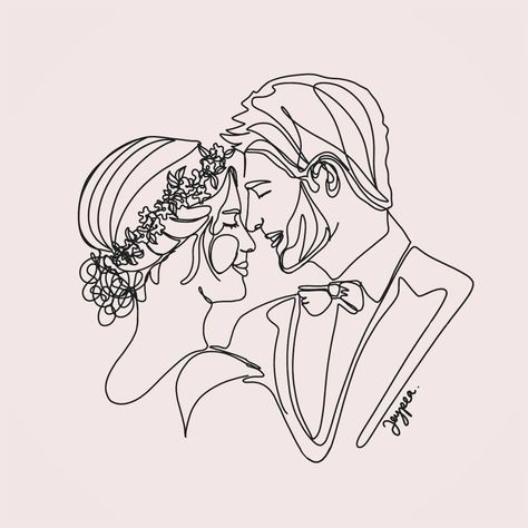 Bride And Groom Line Art, Bride Groom Drawing, Bride And Groom Drawing, One Line Tattoo, Wedding Drawing, Wedding Illustration, Wedding Art, Line Illustration, Paper Crafts Diy Kids