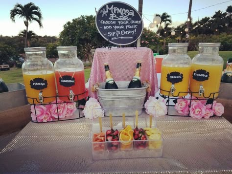 Mimosa bar made for a special bride only by #MauiSpecialtyBars Brunch Mimosa Bar, Brunch Mimosa, Graduation Brunch, Drink Bar, Baby Shower Brunch, Mimosa Bar, Birthday Brunch, Bridal Shower Brunch, Shower Food