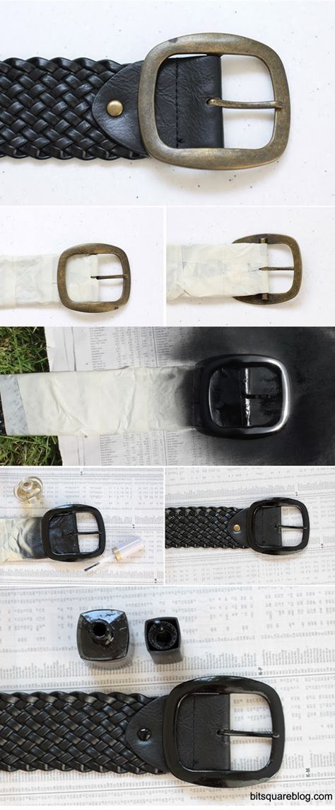 How To Change The Color of A Belt Buckle with Spray Paint | Bit Square Maker Ideas, Silver Belt Buckle, Upcycled Fashion, Street Style Summer, Masking Tape, Spray Paint, Belt Buckle, Diy Painting, Belt Buckles