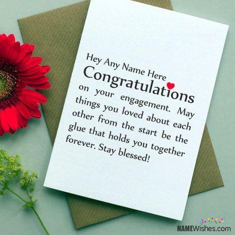 Something awesome to wish your dear ones on their engagement. Here you can write couple names on engagement cards. They will love it. Engagement Cards Messages, Engagement Cards Handmade, Engagement Message, Wedding Wishes Quotes, Engagement Greetings, Wishing Well Wedding, Congratulations Quotes, Engagement Wishes, Message For Sister