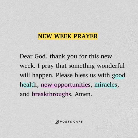 New Week Prayer, Healing Bible Verses, Prayer For Husband, Thank You God, Spiritual Wisdom, Good Health, Dear God, New Week, I Pray