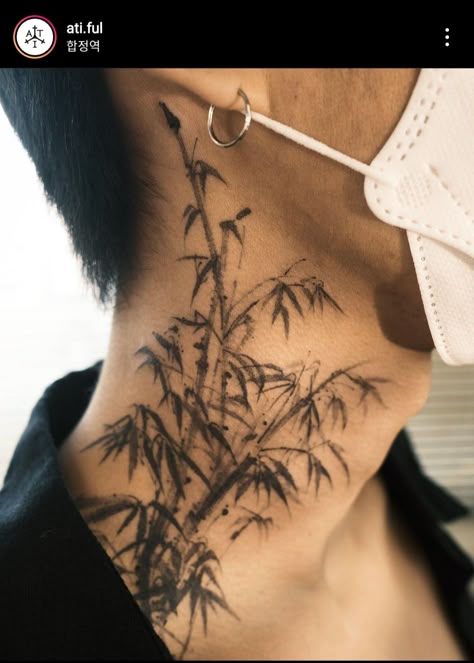 Tree Tattoo Men, Tattoos 2024, Bamboo Tattoo, Torso Tattoos, Korean Tattoos, Funky Tattoos, Small Tats, Branch Tattoo, Plant Tattoo