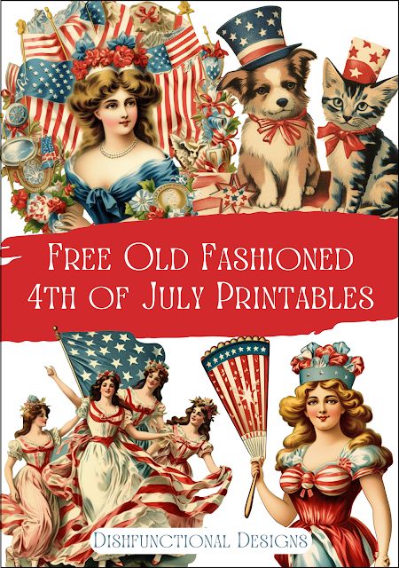 Dishfunctional Designs: Free Old Fashioned 4th of July Clipart Printables! Vintage Fourth Of July Images, Vintage Patriotic Images, Vintage 4th Of July Images, Free 4th Of July Printables, Patriotic Printables Free, Diy 4th Of July Crafts, Patriotic Animals, American Decorations, 4th Of July Printables