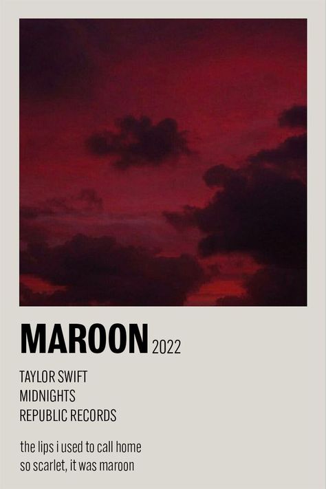 Printouts For Wall, Colors For Each Month, Maroon Taylor Swift, Taylor Swift Maroon, Maroon Taylor, Taylor Swift Polaroids, Taylor Swift Discography, Minimalist Polaroid Poster, Ap Art Portfolio