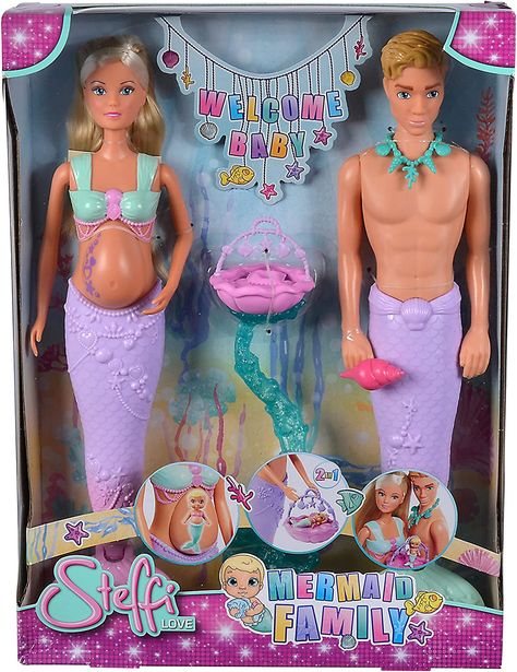 Pregnant Mermaid, Bug Birthday Cakes, Barbie Mermaid Doll, Mermaid Family, Barbie Bebe, Ariel Doll, Steffi Love, Mermaid Toys, Barbie Kids